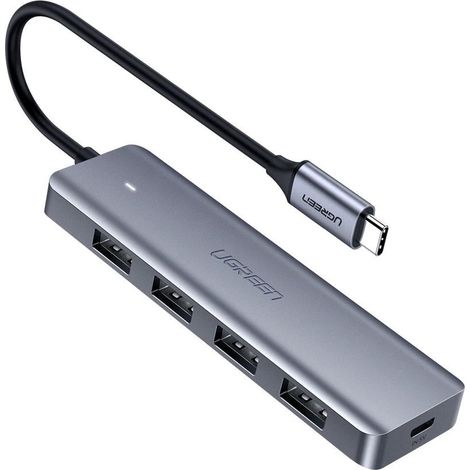 Usb c splitter hub 4x usb 32 mit usb c stromanschluss grau (1/5)