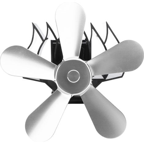 Ventilateur mural pour cheminée, 5 pales, alimenté par la chaleur, pour poêle à bois (argenté) (1/5)