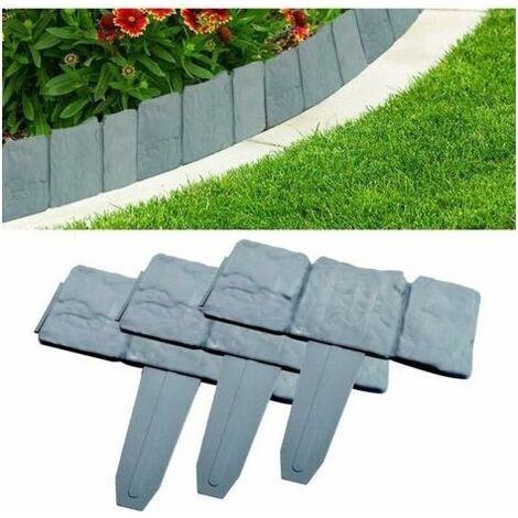 Ahlsen Bordure de jardin -10 Pcs Bordure de Jardin, Bordure de Pelouse de Jardin Clture Bordure Gris Bords de Pelouse de Jardin en Plastique Palissade Clture Effet Pierre PelouseBordure pour Jardin Pe (1/5)
