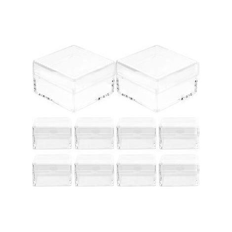 Lot de 10 boîtes carrées transparentes pour échantillons, étuis de rangement, mini-boîtes de rangement