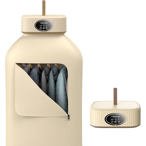 Sèche-linge électrique portable - Mini séchoir à air chaud pliable 600 W pour appartement, voyage, camping, fermeture éclair - Minuterie 1/2/4 H