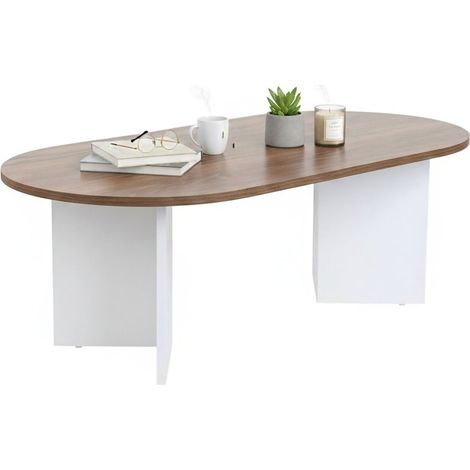 Dmora - Tavolino da salotto Parrano, Tavolo basso da caffè, Portariviste per divano, Ripiano da soggiorno, 119x60 h40 cm, Noce e Bianco
