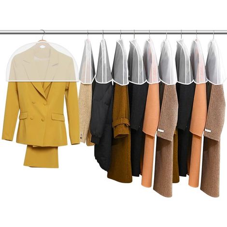 Housses de Vêtements,Lot de 10 housses d'épaule pour vêtements,Penderie Protection Pliable,Housses d'épaule de vêtement PEVA pour vêtements pour Chemise/Costume (1/5)
