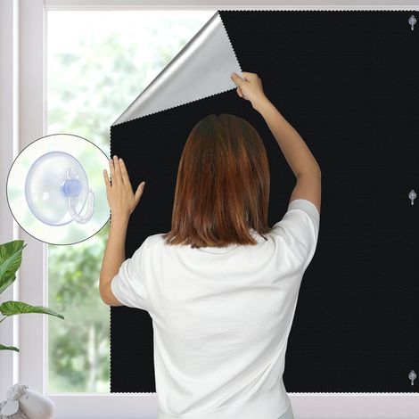 Store Fenêtre de Toit sans Percage, Rideau Occultant Thermiques 60x73CM Store pour fenetre de Toit avec 6 Ventouse, Revêtement Argenté, Protection Solaire, Store Lucarne Opaque,pour Fenêtre (1/5)