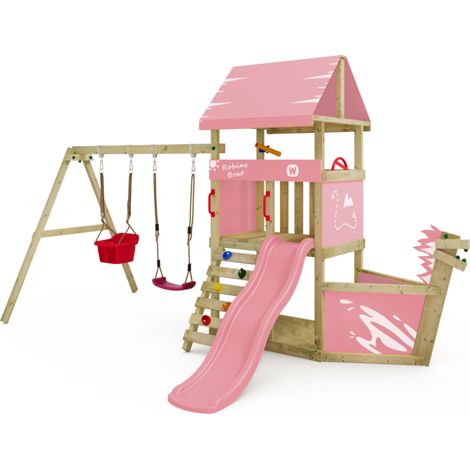 Wickey Torre gioco DinkyHouse per bambini piccoli con scivolo e prua di nave - rosa pastello