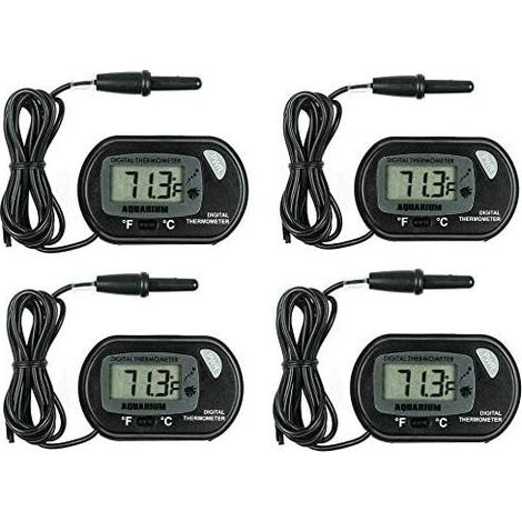 Thermomètre d'aquarium LCD, ensemble de 4 thermomètres numériques numériques avec sondes étanches pour aquariums, terrariums et réservoirs vétérinaires (1/5)
