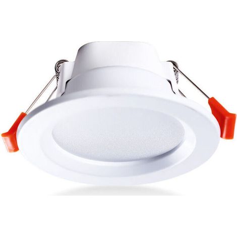 Lot de 4 plafonniers encastrés à LED IP65 étanche 5 W blanc chaud rond spot encastrable, plastique, blanc (1/4)