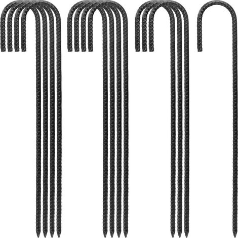 Grondankers 12 stuks 40 cm met J-haak van staal – trampoline haringen – stormankers (1/5)
