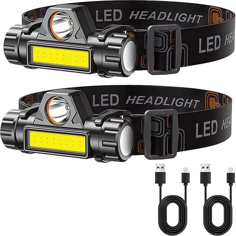 Lampe frontale - Lampe torche - Rechargeable - Bandeau - Extérieur - Étanche - Camping - Pêche - Avec aimant (1/5)