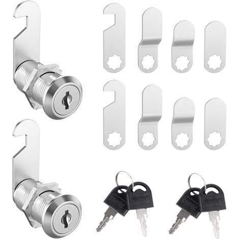 2 Jeux de Serrure Boîte aux Lettres 16mm, avec 5 Plaques de Verrouillage Différentes et 2 Clés Serrure de Meuble en Acier Inoxydable Serrure à Levier pour Boîtes aux Lettres portes D'armoire
