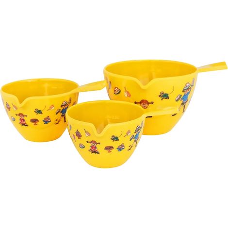 Set di misurazione Pippi Calzelunghe, 3 pezzi, in melamina gialla (1/2)