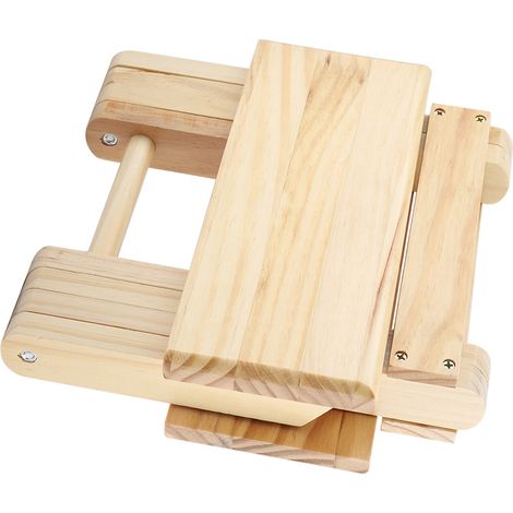 Tabouret pliant portable en bois massif, chaise de pêche d'extérieur, banc carré (1/5)