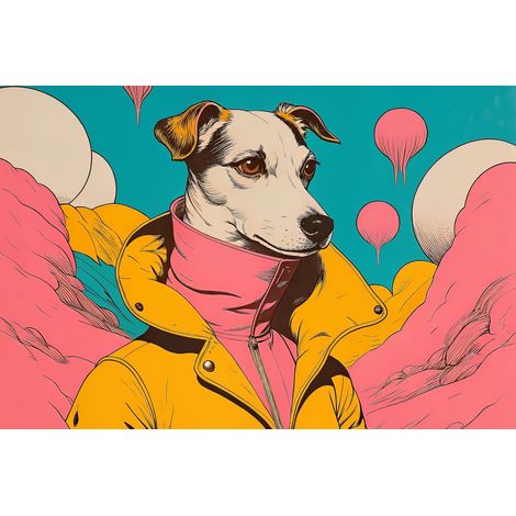 Tableau sur toile portrait de chien stylisé 30x45 cm - Impression sur Toile Murale Décorative - Image imprimée en HD sur Toile - Toile sur Châssis en Bois FSC - Fabriqué en France (1/5)