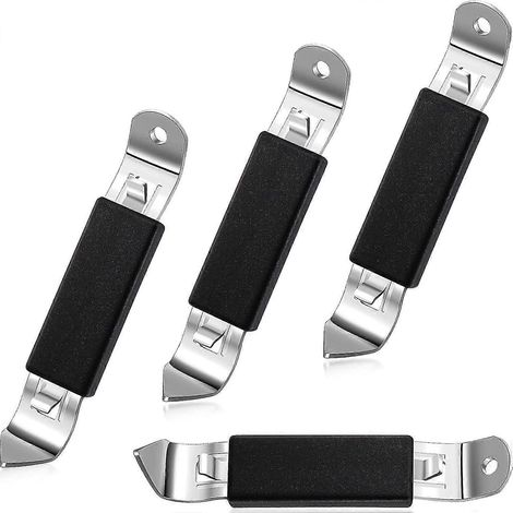 Magnetischer Flaschenöffner, Edelstahl, Stempelöffner (schwarz, 4 Stück) (1/4)