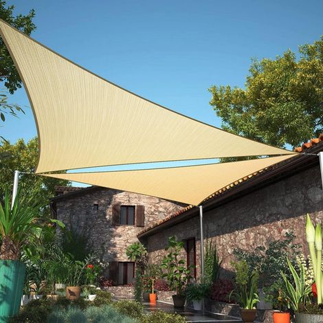 Voile D'Ombre Triangle Droit - Tissu HDPE Tissé Perméable À L'Eau Et À L'Air - Blocage UV 95 % - Pour Patio Carport Jardin Extérieur - 300 X 300 X 300 Cm (1/5)