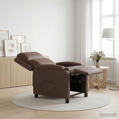 vidaXL Silla de masajes reclinable Marrón Cuero sintético (1/5)