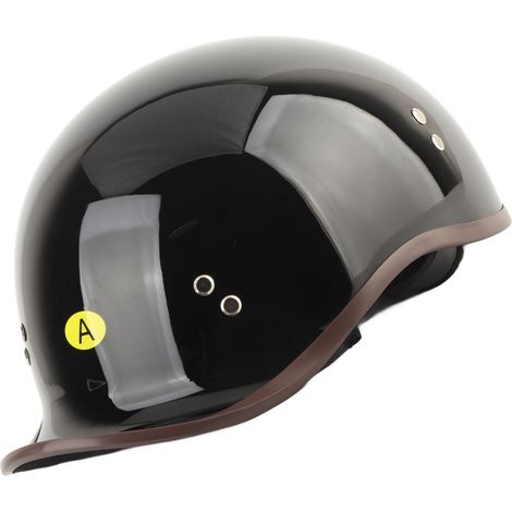 Demi-casque de moto avec visière solaire, en ABS hygroscopique et profilé, pour homme et femme, style Warp Tail, noir brillant pur, taille L (58-59 cm). (1/5)