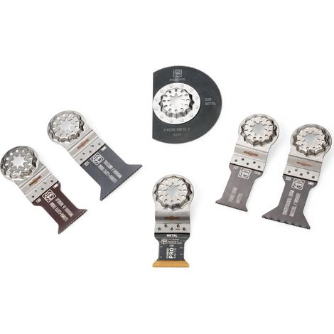 Fein – Coffret de 6 lames multifonction Starlock – Pour métaux trempés et non trempés – Contient lames E-Cut CarbidePRO et Long-Life