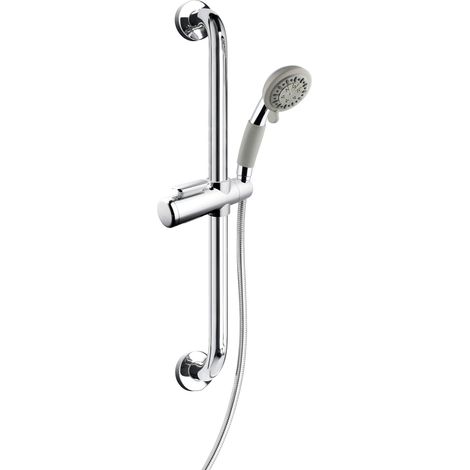 Ensemble de douche avec barre murale et douchette à 3 fonctions, finition acier brillant - Vitvo (1/4)