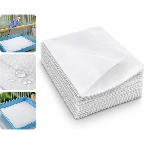 2 Pièces Lot de 100 Feuilles Papier de Fond pour Cage à Oiseaux en Non-Tissé, Dimensions 20×27 cm, Papier Jetable (1/5)