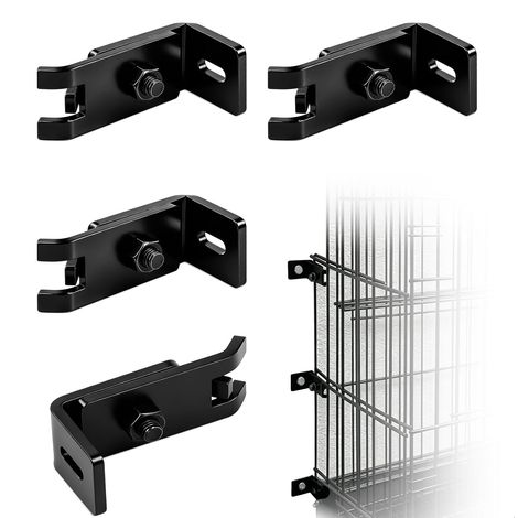 Cavalier de Fixation pour Clôtures à Double, Connecteurs Angle 4 Pcs Fixation Grillage Rigide sur Mur Poteau, Panneau Grillage Rigide Panneau Destinés Fixer Clôtures Grillagées Mur (1/5)