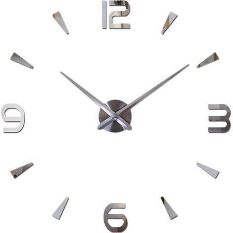Große 3D-Wanduhr zum Selbstgestalten, geräuschloser Quarzrahmen mit Zahlenaufklebern zur Raumdekoration (PZCC)