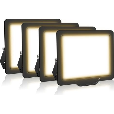 4 Pièces 10W Projecteurs LED Extérieur,1000lm Eclairage de Sécurité Spot LED Extérieur,Blanc Chaud 4000K Lumineuse Lampe pour Entrepôt Garage Jardin Stade Arrière-cour,175V-260V Imperméable