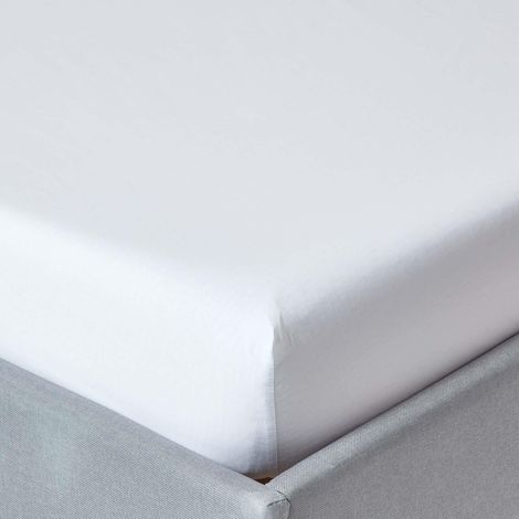 HOMESCAPES White Egyptian Cotton Deep Fitted Sheet 200 Thread Count, Super King - White