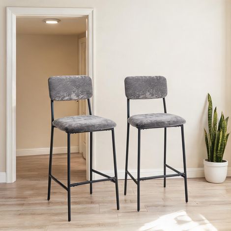 Tabouret de bar gris en chenille 100 polyester 48 x 45,5 x 101 cm (1/5)