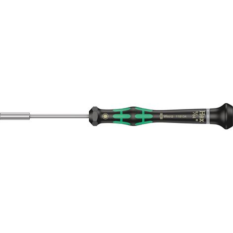 Tournevis électronicien à douille, 9/64 pouce x 60 mm, Noir/vert (1/5)