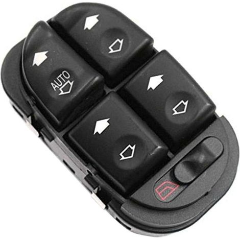 Interrupteur à bouton-poussoir de régulateur de fenêtre 97BG14A132AA, adapté aux Ford Mondeo MK2 1997-2001, commande le fonctionnement des vitres électriques.