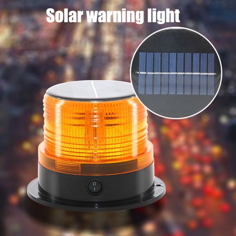 Feu de signalisation LED solaire clignotant, lampe de sécurité d'urgence pour déneigeuse, chariot élévateur, camion, jaune (1/4)