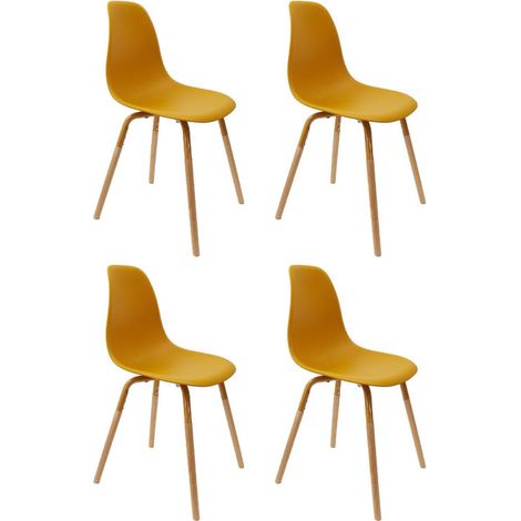 Lot de 4 Chaises Scandinaves "Phénix" 81cm Moutarde (1/5)