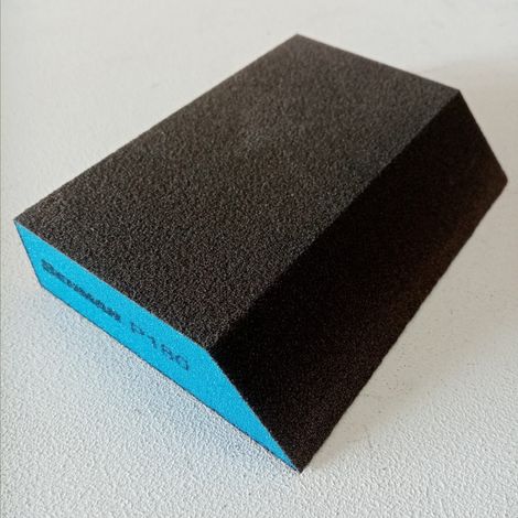 Spugna abrasiva blu 125x90x25mm grana180 per intonaco legno plastica pittura - 1pz (1/2)