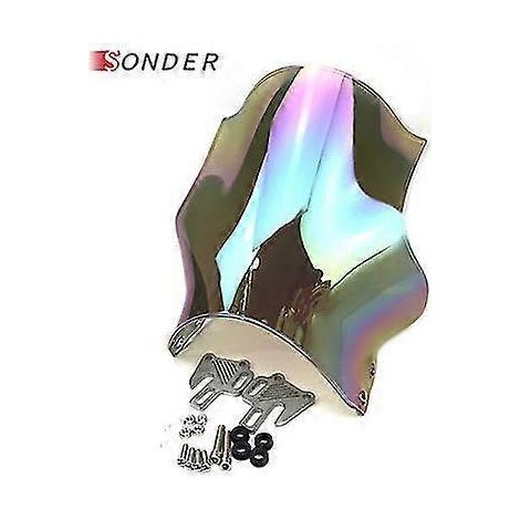 Pare-brise universel rond transparent fumé pour moto Honda, Yamaha, Kawasaki et Suzuki - Verre transparent irisé (1/5)