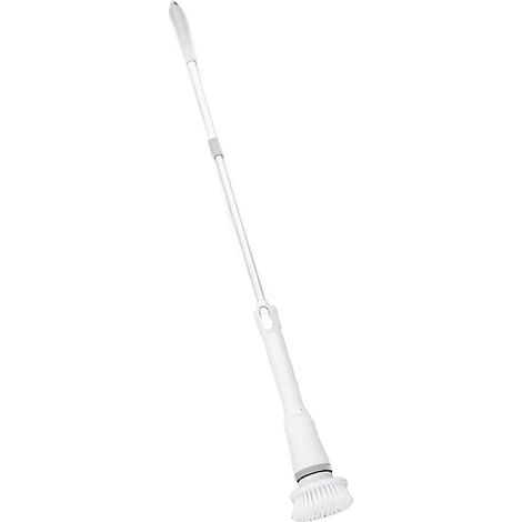 Brosse de nettoyage électrique rotative sans fil AURA avec 6 têtes de brosse interchangeables et poignée extensible pour carrelage blanc (1/5)