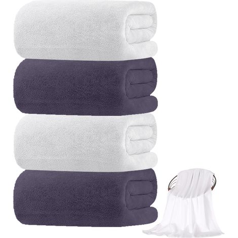Serviettes de bain Mordely, lot de 4, extra absorbantes, microfibre, 70 x 140 cm (1/5)