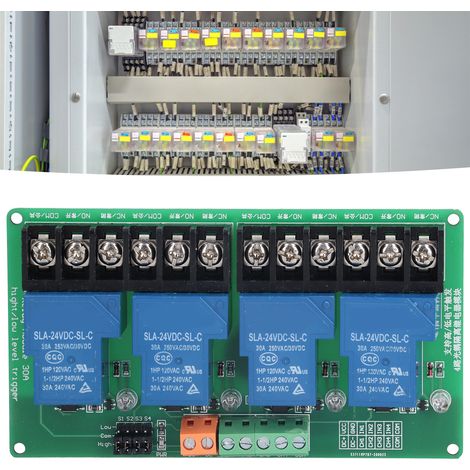 Module relais 4 canaux 30A avec isolation par optocoupleur, support de courant élevé, supporte les niveaux de tension haut et bas, 24V. (1/5)
