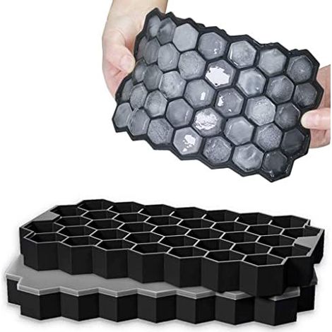 2er-Set Silikon-Eiswürfelformen – 37 Fächer – stapelbar – mit Deckel – für Eisgetränke, Whisky und Cocktails – LFGB-zertifiziert und BPA-frei (1/5)