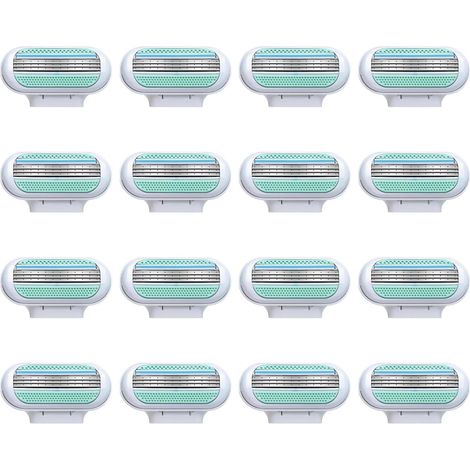 16 Pièces Recharges Lames pour Femme 3 Lames, Rasoir pour Femmes Recharge, avec Bande Lubrifiante Protectrice, Rasoir Précision, Idéal pour un Rasage Doux, Rasage Précis Doux, pour Peaux Sensibles (1/5)