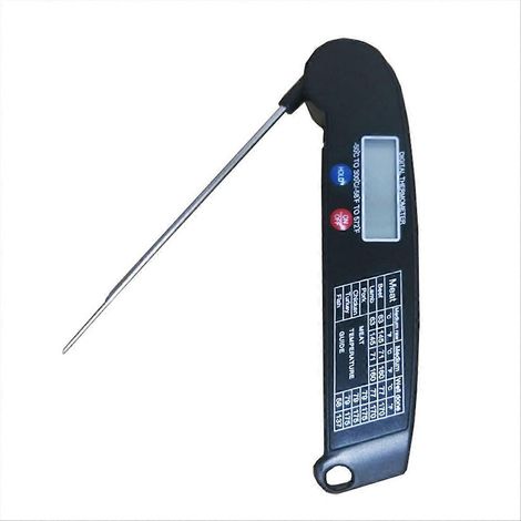 Digitales LCD-Lebensmittelthermometer für Fleisch und Geflügel mit klappbarer Sonde, ideal zum Kochen, Grillen und Barbecue. Temperaturmessgerät für Pute, Fisch und Rindfleisch. (1/5)