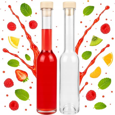 Bottiglia in vetro FENICE da 200 ml + tappo di sughero PER LIQUORI, OLIO D'OLIVA, SUCCHI DI FRUTTA, VINO, SCIROPPO