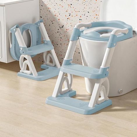Réducteur WC Enfant Pliable - 1 Unité - PP et PVC - Siège Antidérapant - Pour Toilettes O V U - Bleu (1/5)