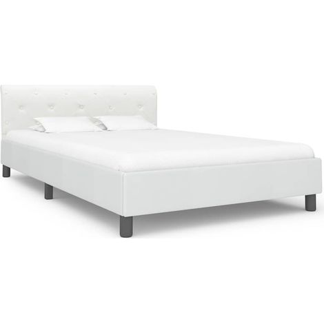 Cadre de lit sans matelas blanc similicuir 120x200 cm (1/4)