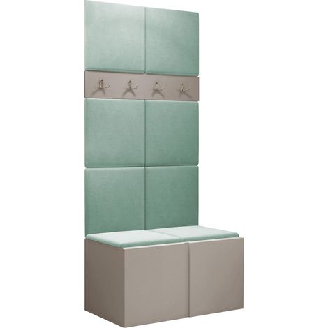 Conjunto para recibidor Pinis IV, Manila 11, 186x84x46cm, Tapiz, Aglomerado laminado, Colocada, Montada en la pared