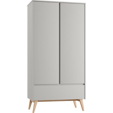 Armoire 2 portes 1 tiroir Pinio Swing Gris et bois (1/3)