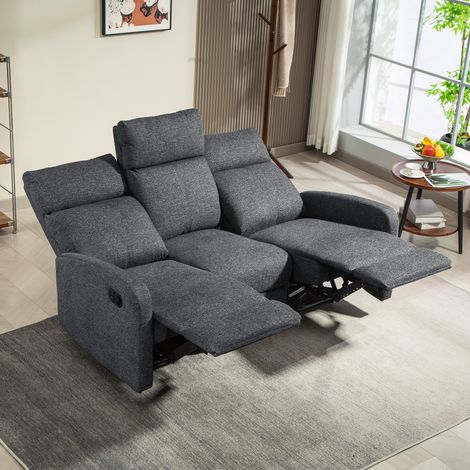 3-Sitzer-Sofa, individuell verstellbare Rückenlehnen, Fußstütze, Stoffbezug, Metall, Grau (1/5)