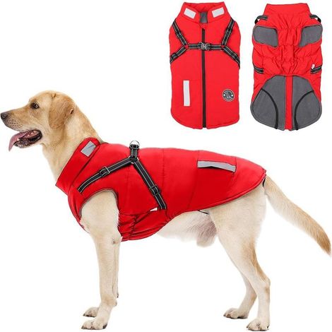 Manteau Chien avec Harnais Intégré, Manteaux d'hiver pour Chien Chaud en Polaire Impermeable, Veste Chien Hiver avec Réfléchissante pour Petits, Moyens et Grands Chiens (1/5)
