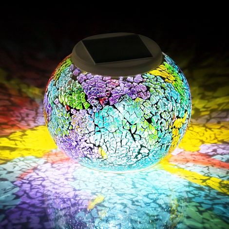 MINKUROW Luces Led Con Energía Solar Bola De Cristal De Mosaico Que Cambia De Color (1/5)