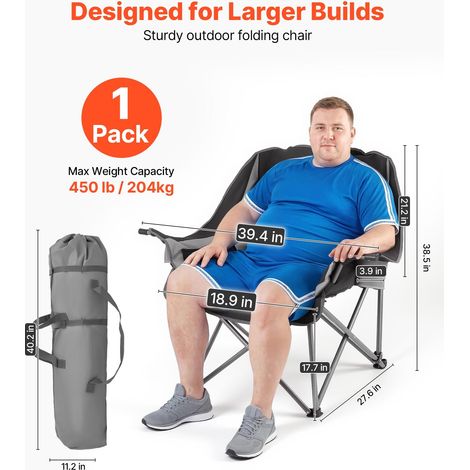 Chaise de Camping Pliante et Portable, Fauteuil Pliable Camping Charge Maximale 204 kg, pour Pique-nique Randonnée Pêche en Plein A… (1/5)